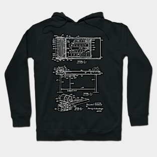 Card Printing Machine Vintage Patent Hand Drawing Hoodie